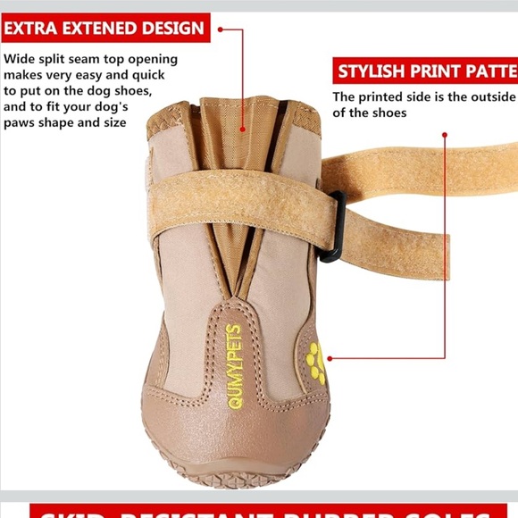 QUMY Dog Shoes Boots & Paw Protectors Size 3 598-lb - Picture 3 of 6